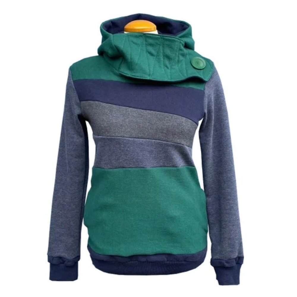 Tide Pool Upcycled Hoodie with Pockets Sweatshirt One-Of-A-Kind MungoCrafts